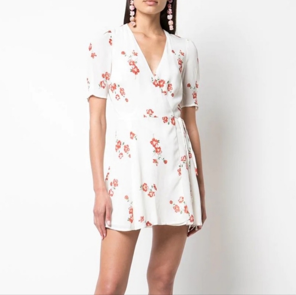 Reformation lucky wrap mini floral dress
